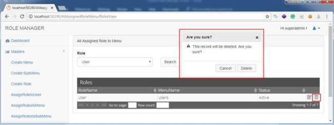 Activate, Deactivate and Delete Assigned Menu
